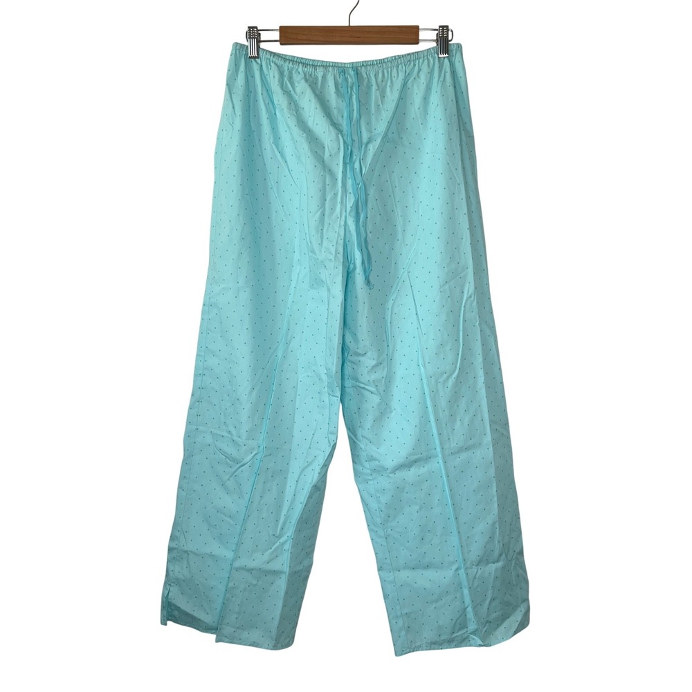 Garnet Hill Blue Polka Dot Pajama Pants‎ Women's Size L Cotton Loungewear